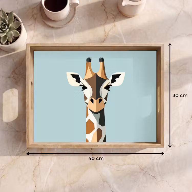 Giraffe - Illustratie - Bruin - Minimalistisch Dienblad Rechthoek middel -USP_Formaat