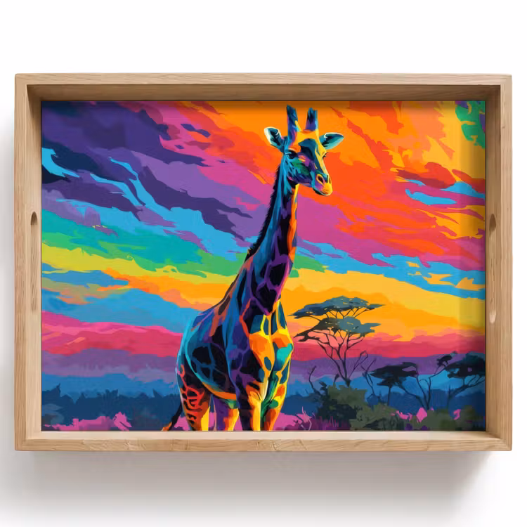 Giraffe - Savanna - Lucht - Gekleurd Dienblad Rechthoek middel -z3d_shopping
