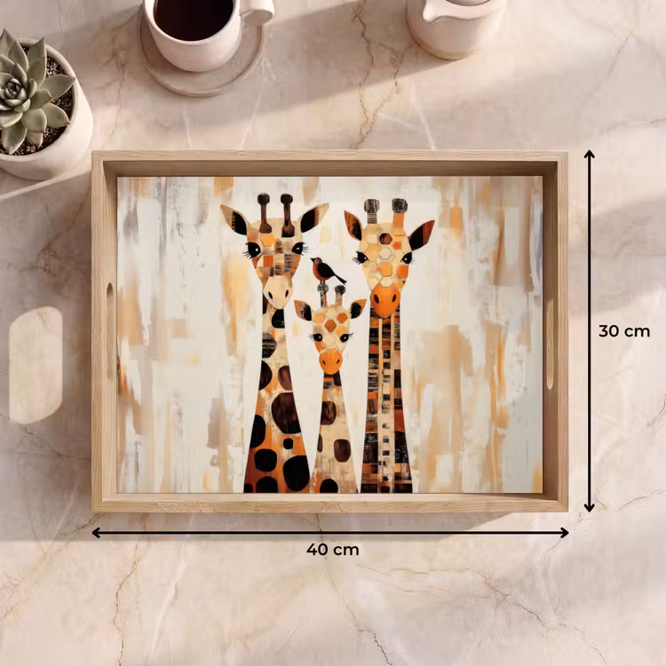 Giraffen - Cartoon - Crème Dienblad Rechthoek middel -USP_Formaat