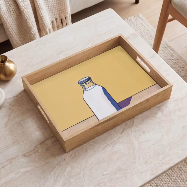Glazen - Fles - Illustratie - Melk Dienblad Rechthoek middel -sfeer1