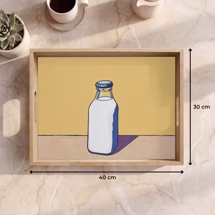 Glazen - Fles - Illustratie - Melk Dienblad Rechthoek middel -USP_Formaat