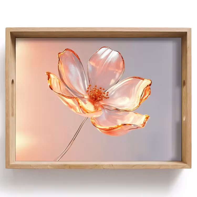 Glazen - Bloem - Roze Dienblad Rechthoek middel -z3d_shopping