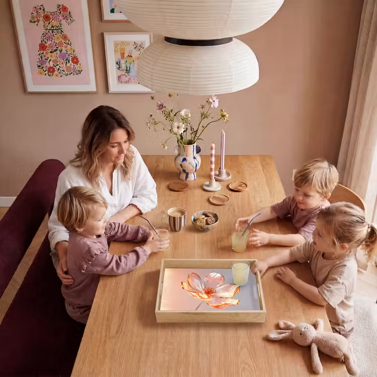 Glazen - Bloem - Roze Dienblad Rechthoek middel -sfeer4