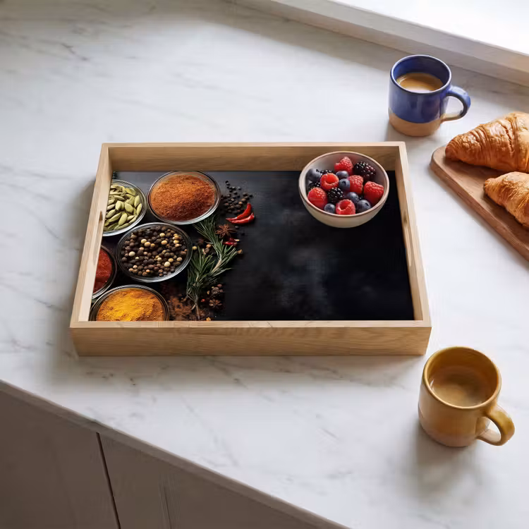 Glazen - Bakjes - Blaadjes - Kruiden Dienblad Rechthoek middel -sfeer2