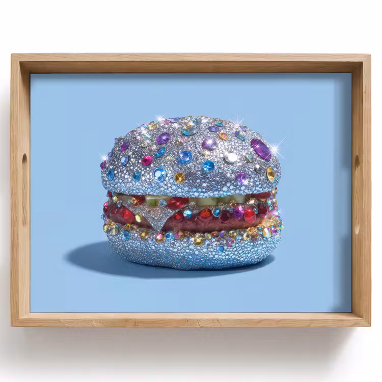 Glitters - Hamburger - Blauw Dienblad Rechthoek middel -z3d_shopping