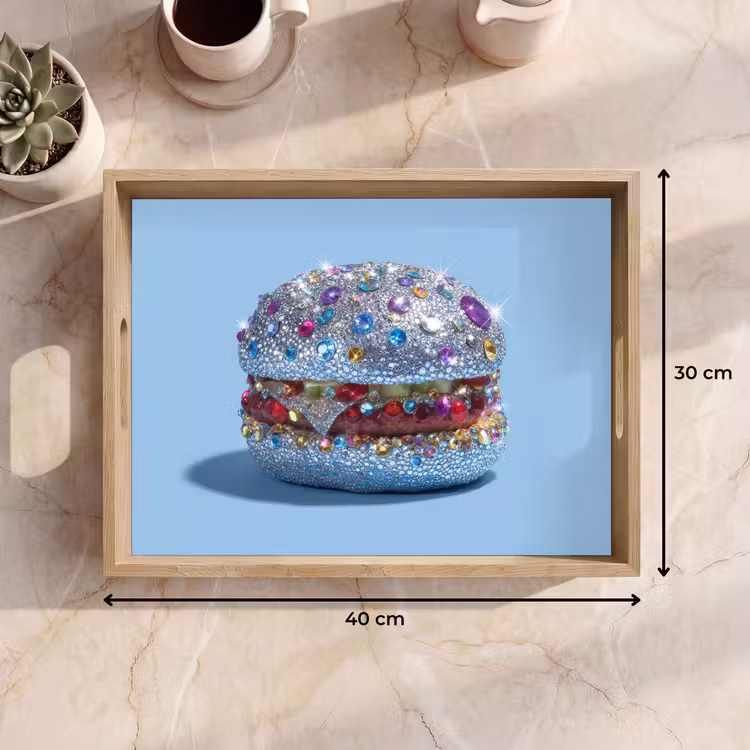 Glitters - Hamburger - Blauw Dienblad Rechthoek middel -USP_Formaat