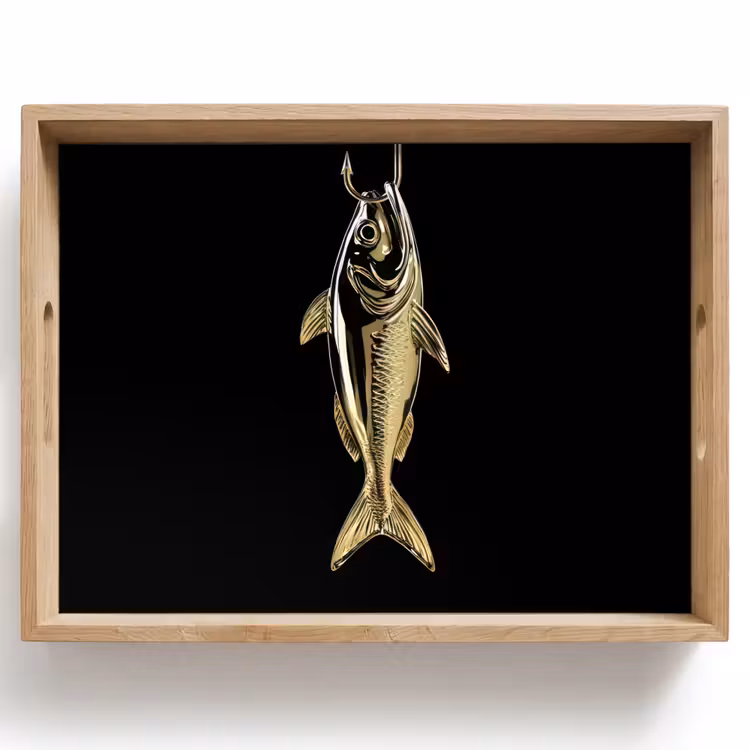 Goud - Vis - Haak - Zwart Dienblad Rechthoek middel -z3d_shopping