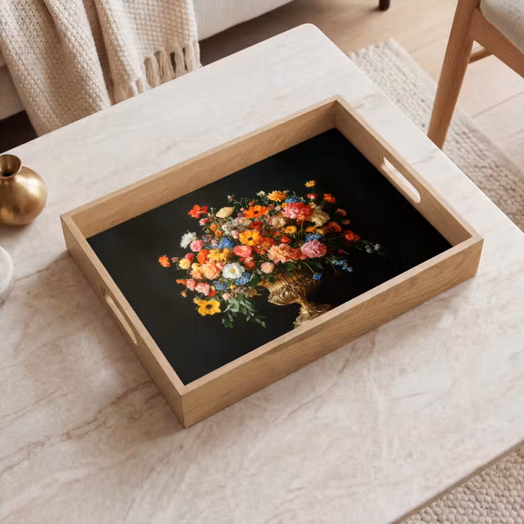 Goud - Bloemen - Kleuren - Vaas Dienblad Rechthoek middel -sfeer1
