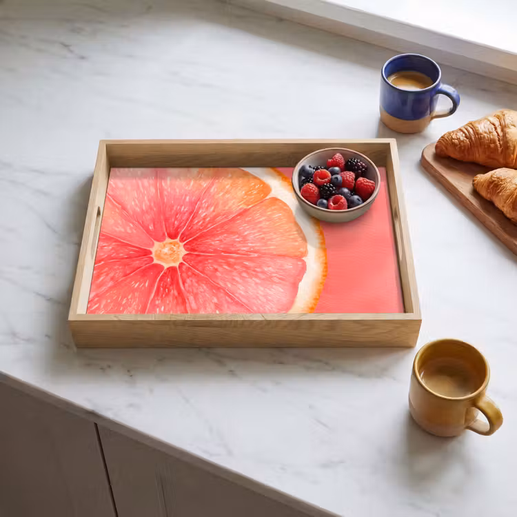 Grapefruit - Roze - Levendig Dienblad Rechthoek middel -sfeer2