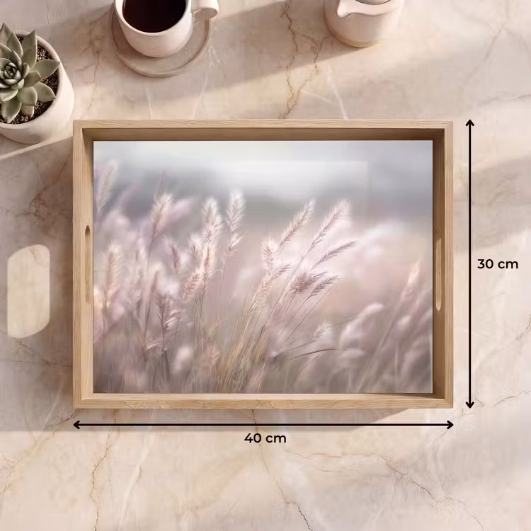 Graspluimen - Wind - Beige - Mistig Dienblad Rechthoek middel -USP_Formaat