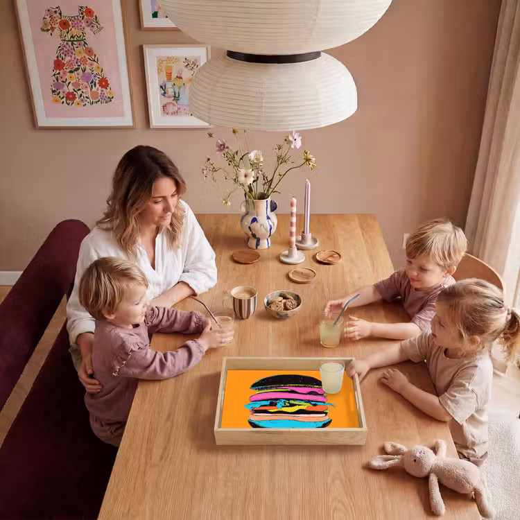 Hamburger - Kleurrijk - Speels Dienblad Rechthoek middel -sfeer4