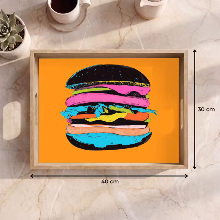 Hamburger - Kleurrijk - Speels Dienblad Rechthoek middel -USP_Formaat
