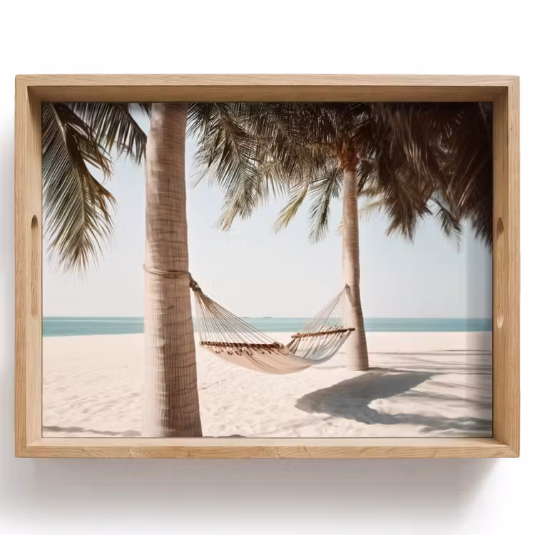Hangmat - Palmbomen - Strand - Zee Dienblad Rechthoek middel -z3d_shopping