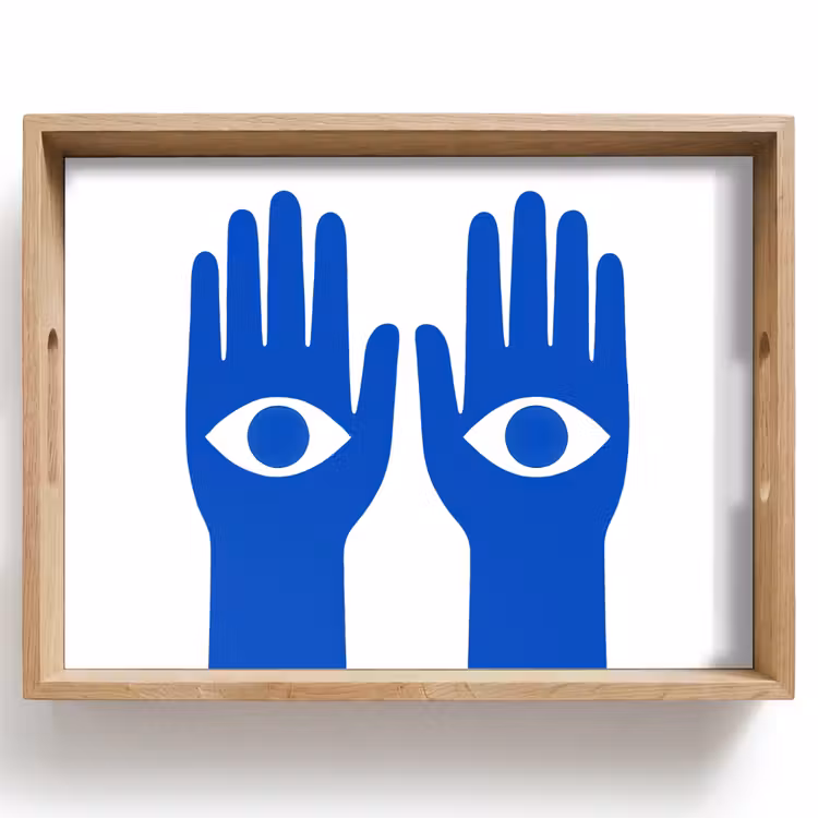 Handen - Twee - Ogen - Blauw Dienblad Rechthoek middel -z3d_shopping