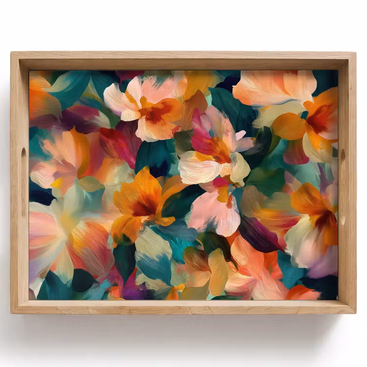 Harmonieus - Abstracte bloemen - Warme tinten Dienblad Rechthoek middel -z3d_shopping