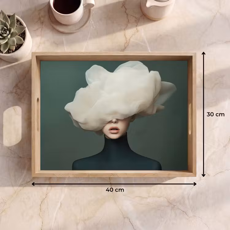 Hoed - Vrouw - Beige Dienblad Rechthoek middel -USP_Formaat