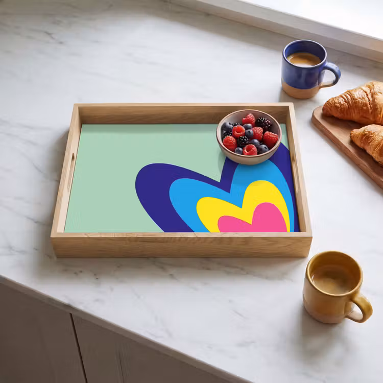 Hartjes - Kleurrijk - Valentijn Dienblad Rechthoek middel -sfeer2