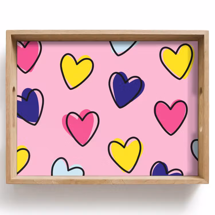 Hartjes - Valentijn - Patroon - Kleurrijk Dienblad Rechthoek middel -z3d_shopping