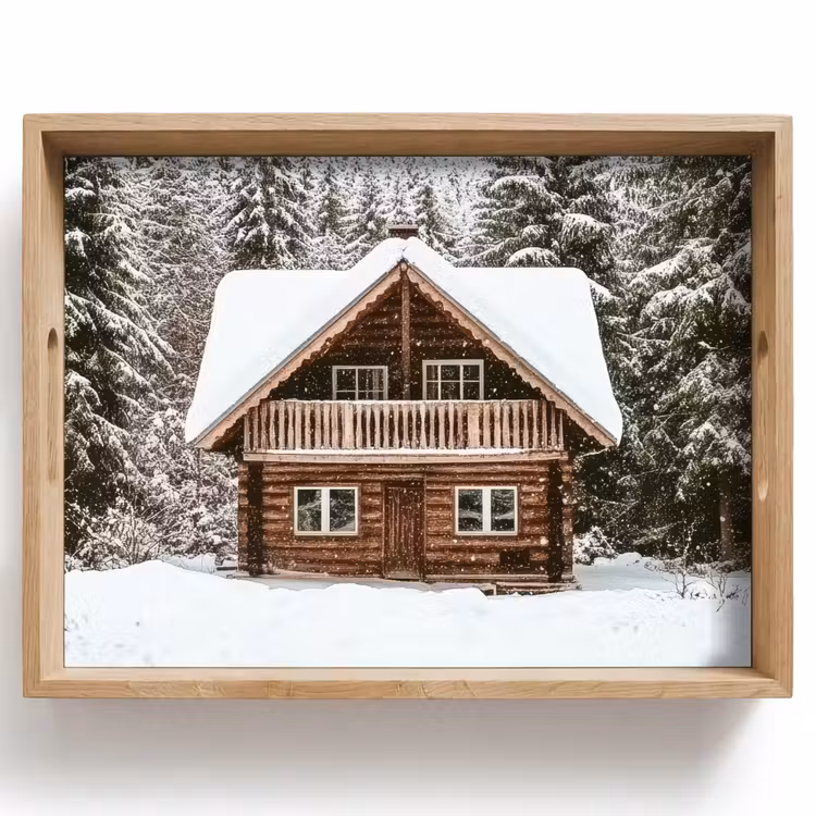 Huis - Bos - Winter - Natuur - Sneeuw Dienblad Rechthoek middel -z3d_shopping