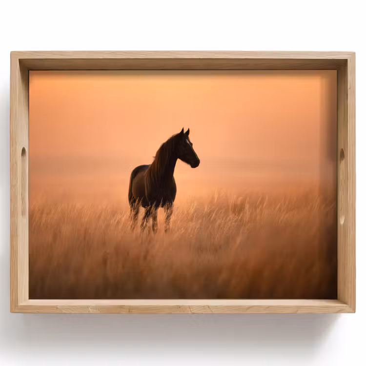 Paard - Grasveld - Zonsondergang Dienblad Rechthoek middel -z3d_shopping