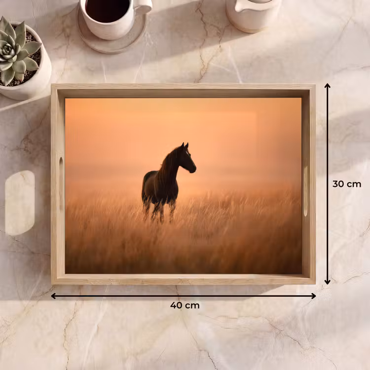 Paard - Grasveld - Zonsondergang Dienblad Rechthoek middel -USP_Formaat