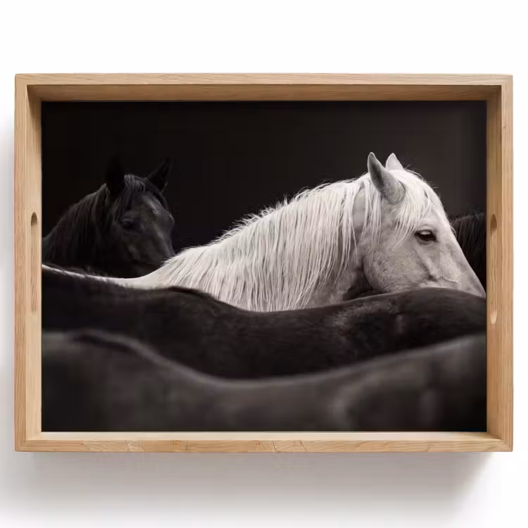 Paarden - Zwart - Wit - Kudde Dienblad Rechthoek middel -z3d_shopping