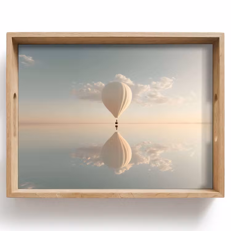 Luchtballon - Wolken - Water - Blauw Dienblad Rechthoek middel -z3d_shopping