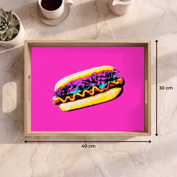 Hotdog - Roze - Retro Dienblad Rechthoek middel -USP_Formaat