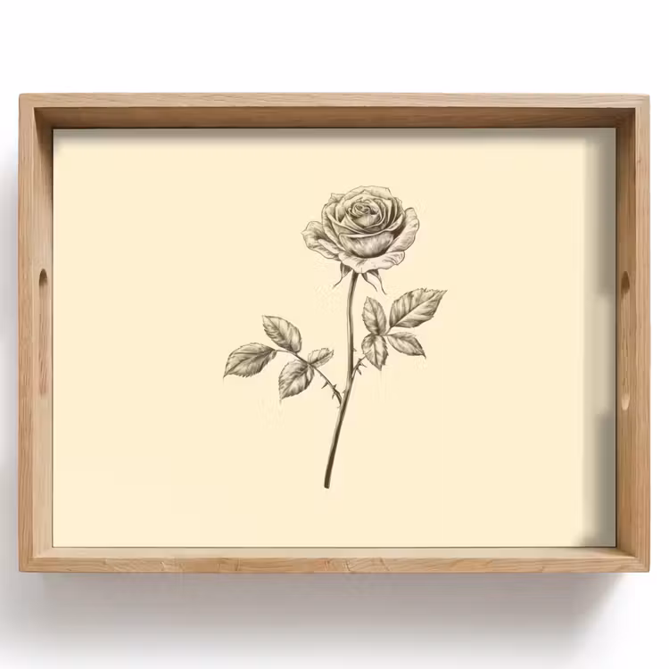 Illustratie - Zwart - Roos Dienblad Rechthoek middel -z3d_shopping