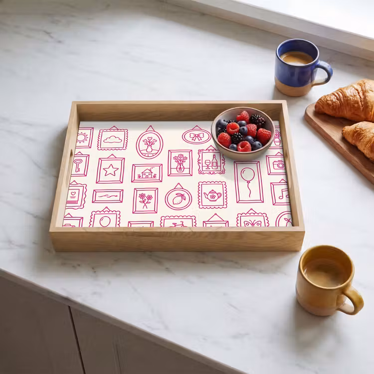 Illustratie - Collectie - Kunst - Minimalistisch - Roze Dienblad Rechthoek middel -sfeer2
