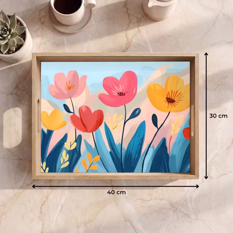 Illustratie - Bloemen - Kleurrijk Dienblad Rechthoek middel -USP_Formaat