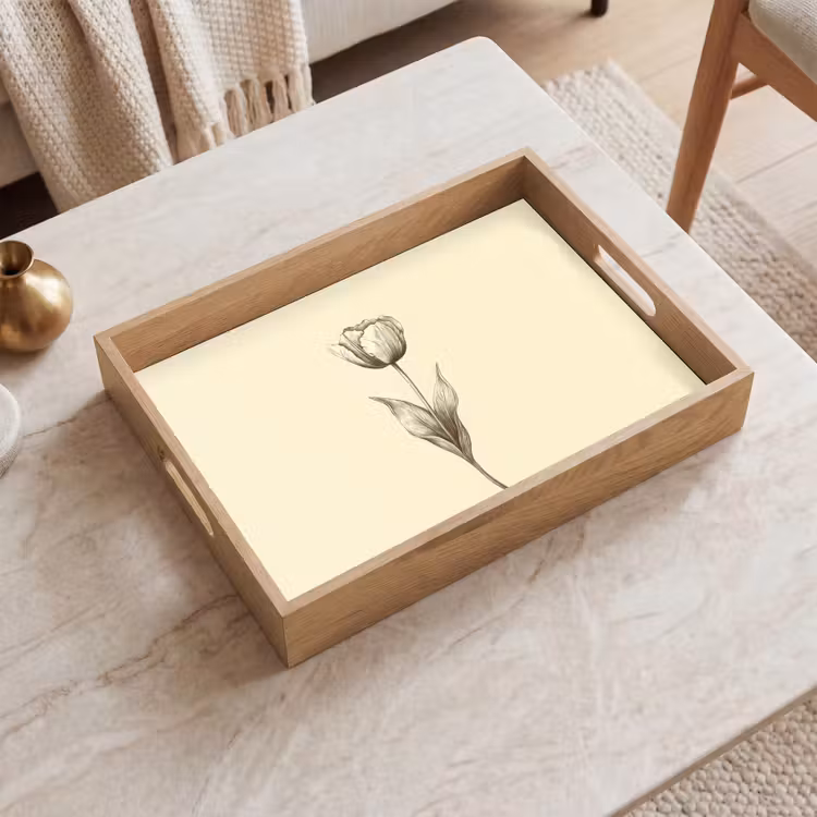 Illustratie - Tulp - Zwart Dienblad Rechthoek middel -sfeer1