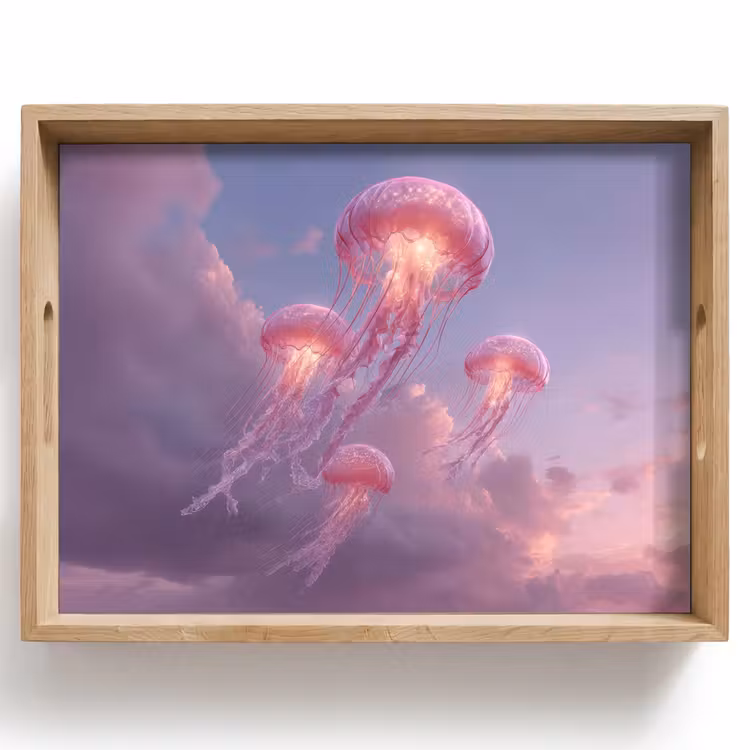 Kwallen - Roze - Wolken Dienblad Rechthoek middel -z3d_shopping