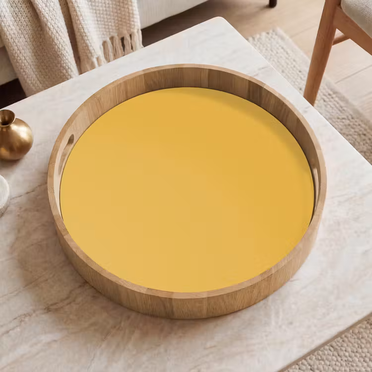Joyful - Mustard - Geel Dienblad Rond middel 914 -sfeer1