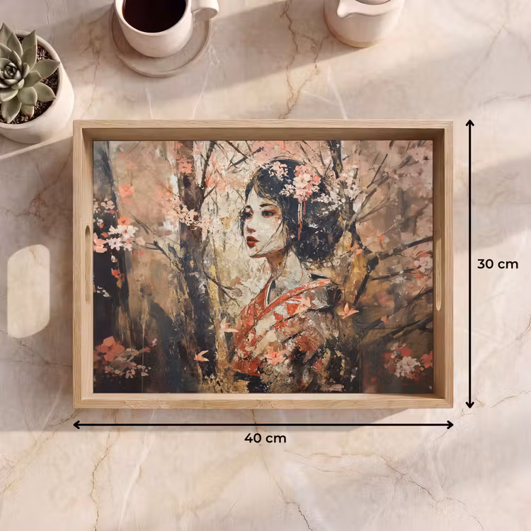 Kimono - Vrouw - kersenbomen Dienblad Rechthoek middel -USP_Formaat