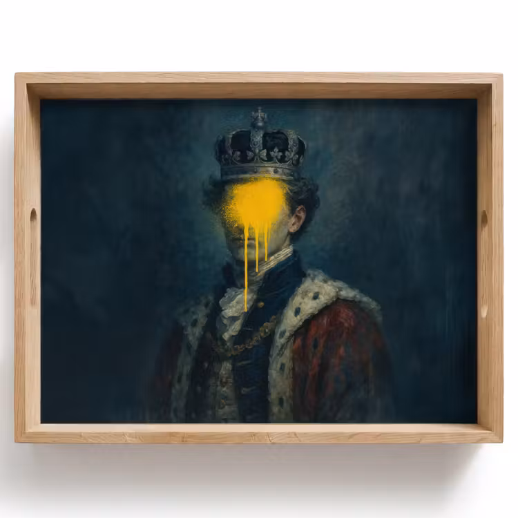 Koning - Portret - Druipende gele verf Dienblad Rechthoek middel -z3d_shopping