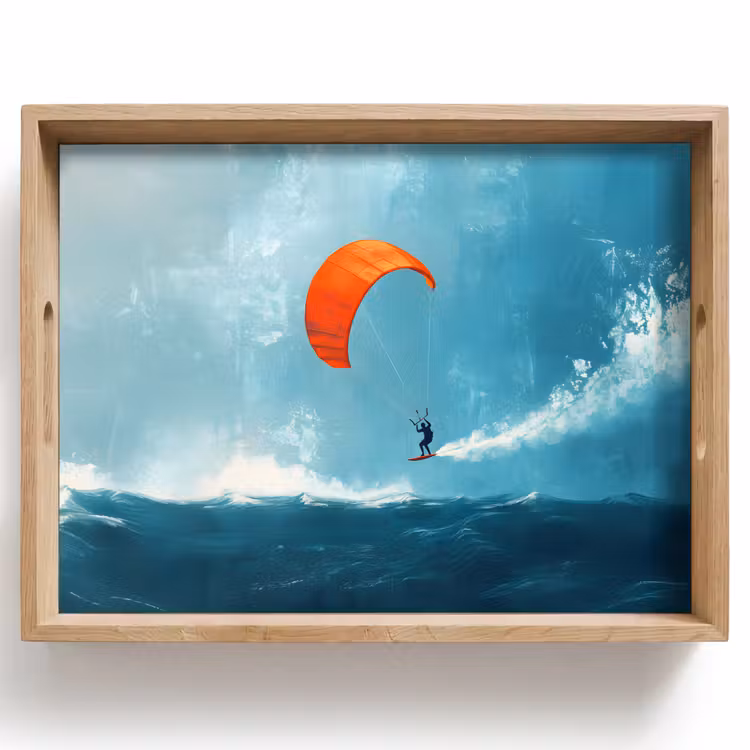 Kitesurfer - Oranje - Zee - Lucht Dienblad Rechthoek middel -z3d_shopping