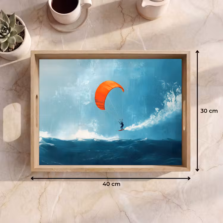 Kitesurfer - Oranje - Zee - Lucht Dienblad Rechthoek middel -USP_Formaat