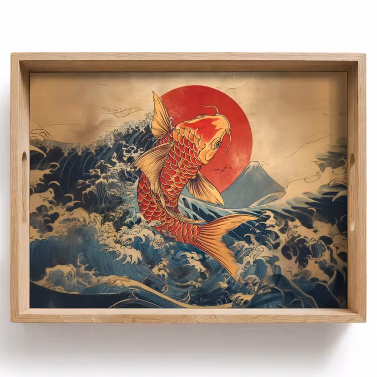Koi - Zee - Golven - Zon Dienblad Rechthoek middel -z3d_shopping