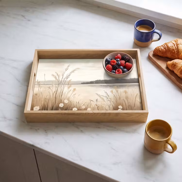 Meer - Water - Natuur - Beige Dienblad Rechthoek middel -sfeer2