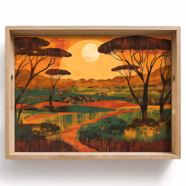Landschap - Afrikaans - Zon Dienblad Rechthoek middel -z3d_shopping