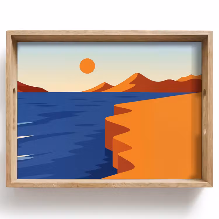 Landschap - Bergen - Zon - Zee Dienblad Rechthoek middel -z3d_shopping