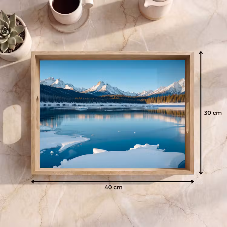 Landschap - Winter - Meer - Bergen - Uitzicht - IJs Dienblad Rechthoek middel -USP_Formaat