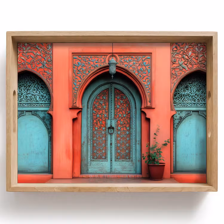 Lantaarn - Deur - Turquoise Dienblad Rechthoek middel -z3d_shopping