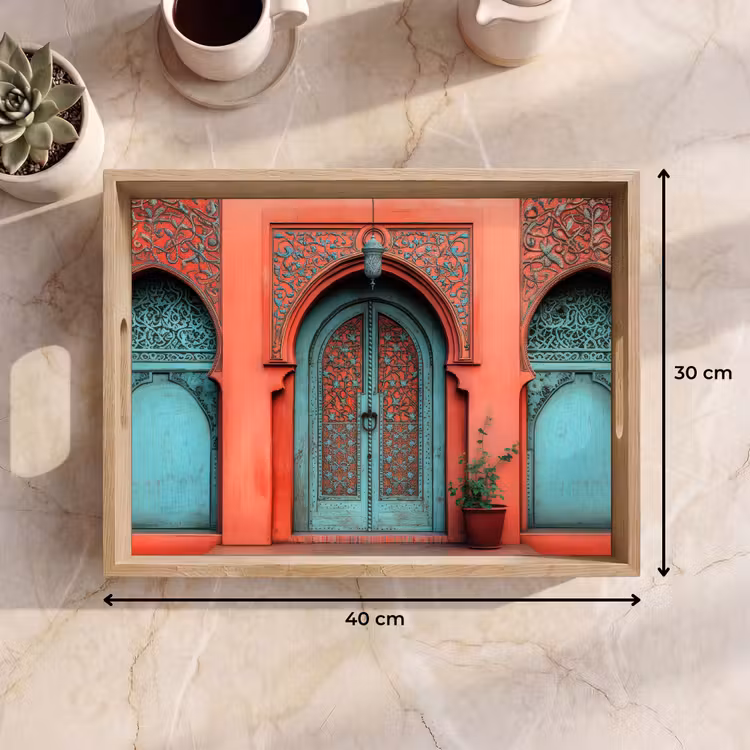 Lantaarn - Deur - Turquoise Dienblad Rechthoek middel -USP_Formaat