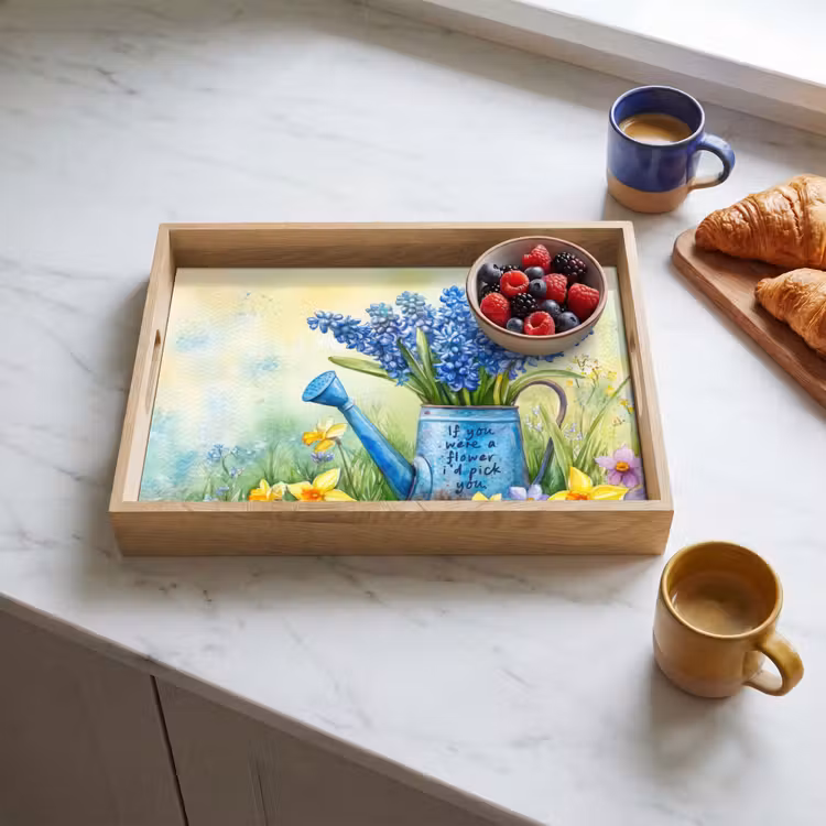 Lavendelbloemen - Quote - Gieter Dienblad Rechthoek middel -sfeer2