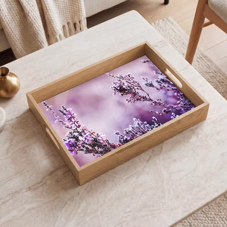 Lavendel - Winter - Bloemen - Paars Dienblad Rechthoek middel -sfeer1