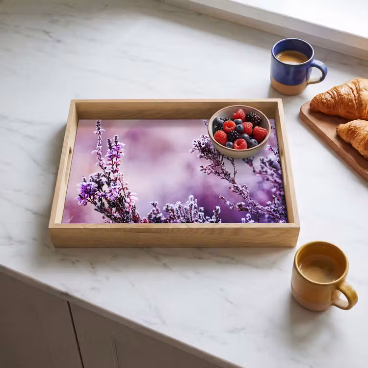 Lavendel - Winter - Bloemen - Paars Dienblad Rechthoek middel -sfeer2