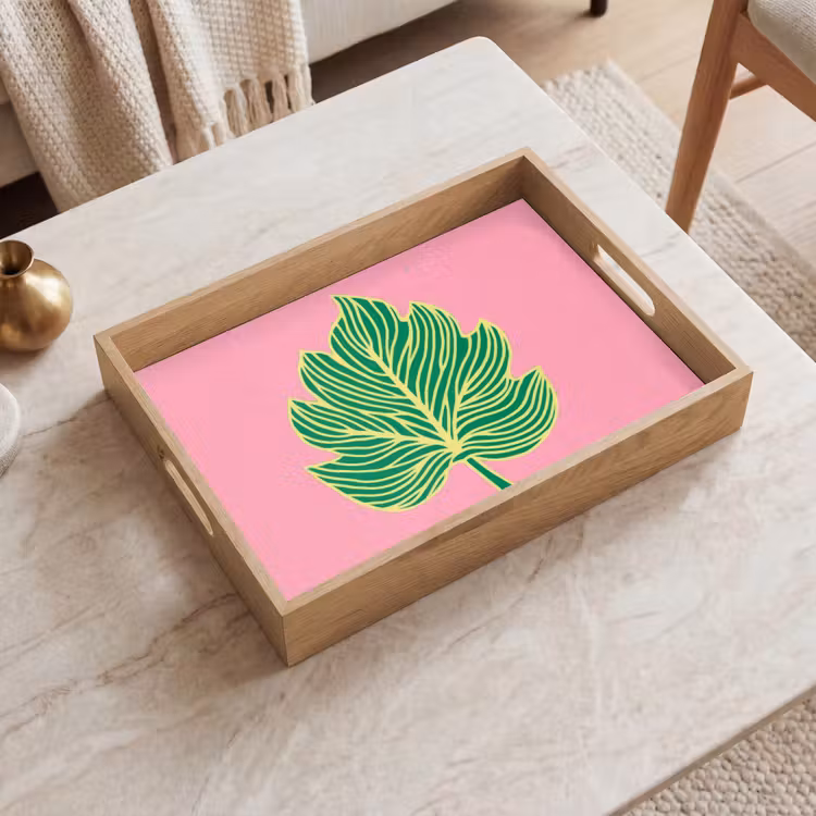 Blad - Groen - Illustratie - Minimalistisch Dienblad Rechthoek middel -sfeer1