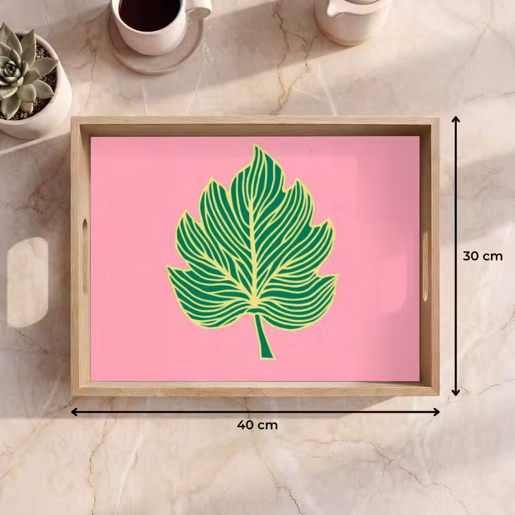 Blad - Groen - Illustratie - Minimalistisch Dienblad Rechthoek middel -USP_Formaat